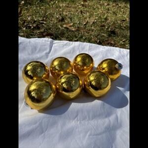 Shiny Bright Vintage Gold Ornaments Set of 7 Made in U.S.A
